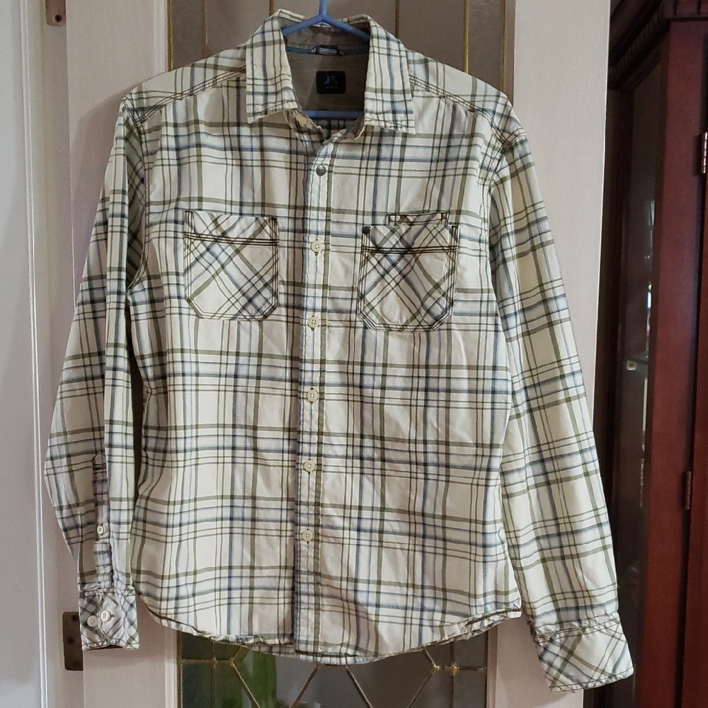 JKL Just Keep Livin Shirt Mens Medium Plaid Button Up Long Sleeve Cotton